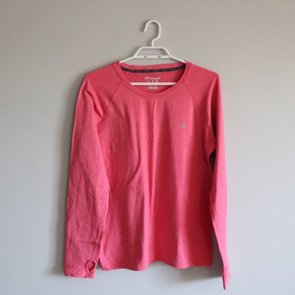 Champion Women's Pink Sz Lrg Athletic Crewneck Long Sleeve Stretch T-Shirt Top - Picture 1 of 13